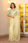 Vamsee Vijaytara Pista Organza Saree | Grocsy