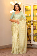 Vamsee Vijaytara Pista Organza Saree | Grocsy