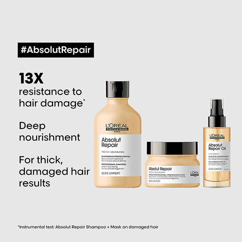 L'Oreal Professionnel Absolut Repair Shampoo, Hair Mask & Hair Serum, Serie Expert | Grocsy