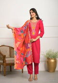 Festive Wear Ethnic Red silk viscose Stitched Suit With Dupatta - Tanisha | Grocsy