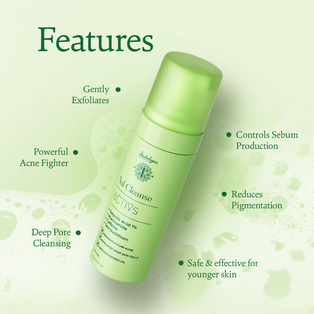 Indulgeo Essentials Sal Cleanse - Salicylic Acid Foaming Face Wash | Grocsy