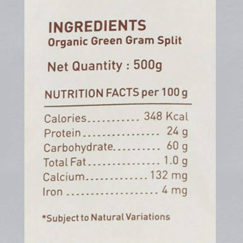 Pure & Sure Green Gram Split Traditional Organic Pulses | Grocsy