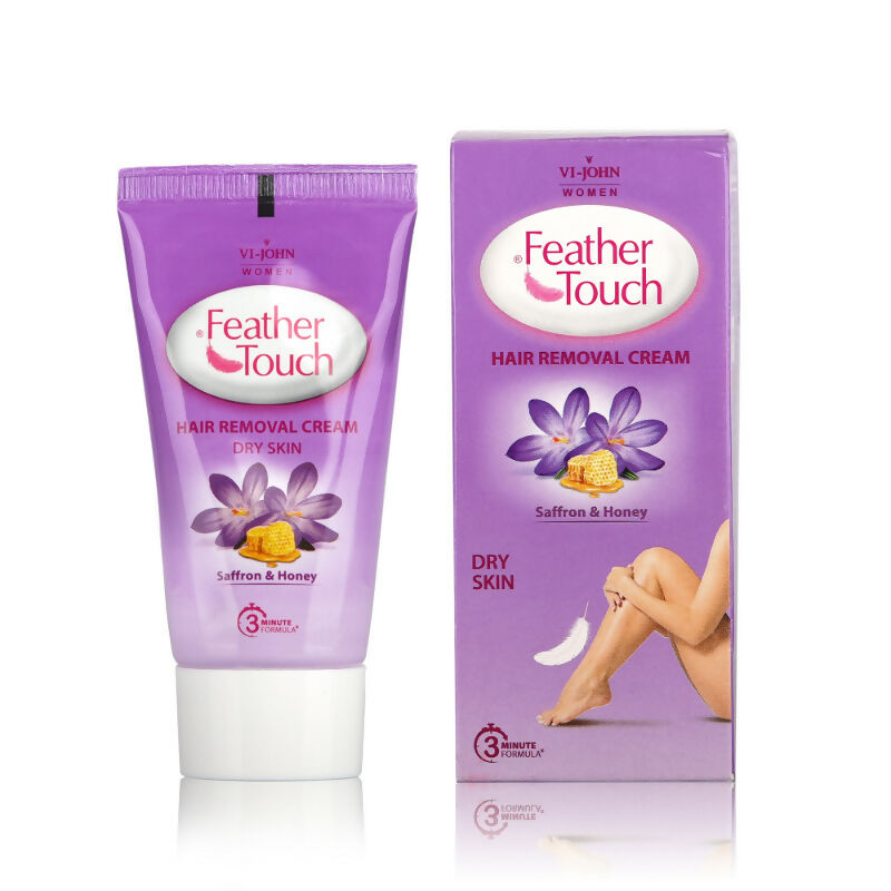 VI-JOHN Feather Touch Saffron & Honey Hair Removal Cream for Women for Dry Skin, Suitable for Legs, Underarms, Bikini Line, Arms | Grocsy
