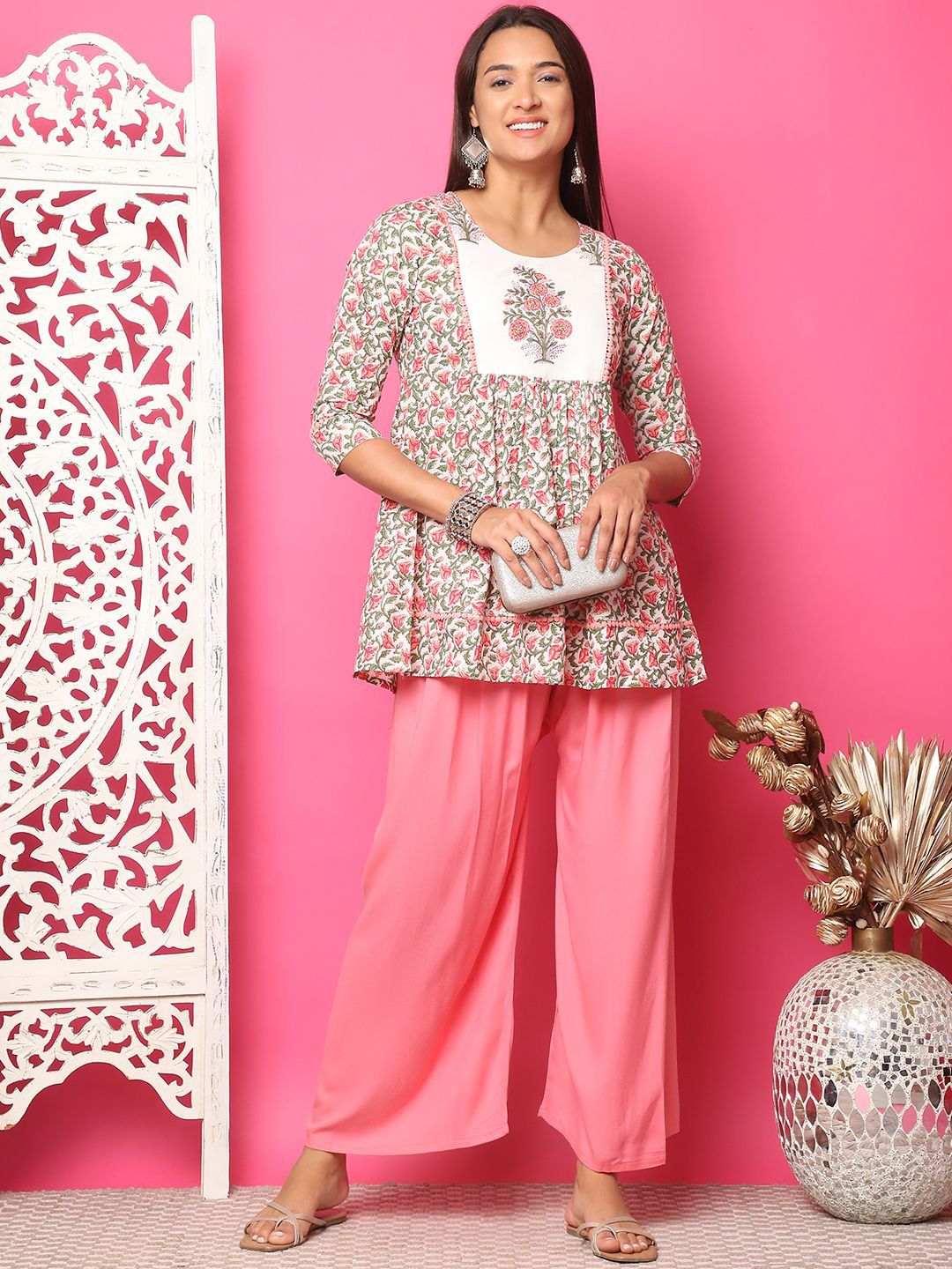 TAG 7 Women Flared Solid Palazzos | Grocsy