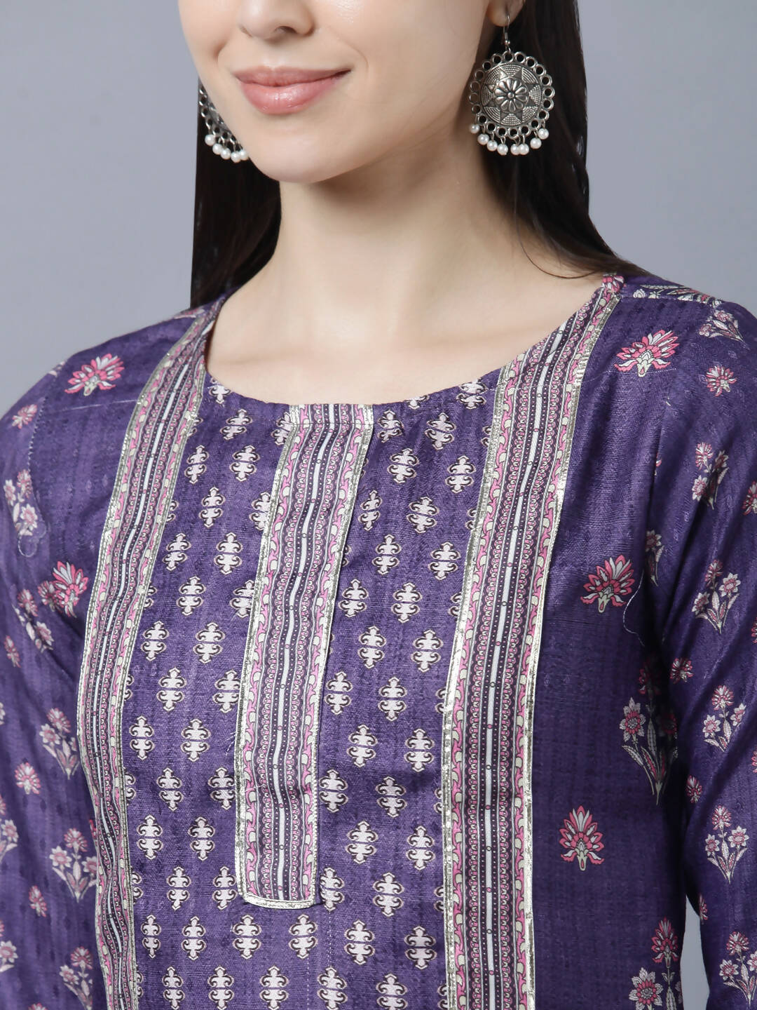 Myshka Women Purple Ethnic Motifs Printed Kurta | Grocsy