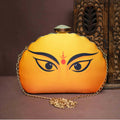 Joban Fashion Durga Eyes Yellow Printed D-Shape Clutch - Yellow | Grocsy