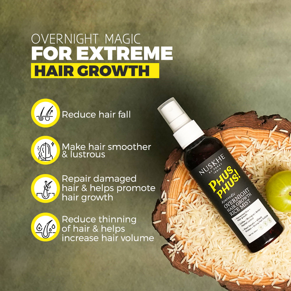 Nuskhe By Paras Ayurvedic Overnight Hair Growth Rice Mist | Grocsy