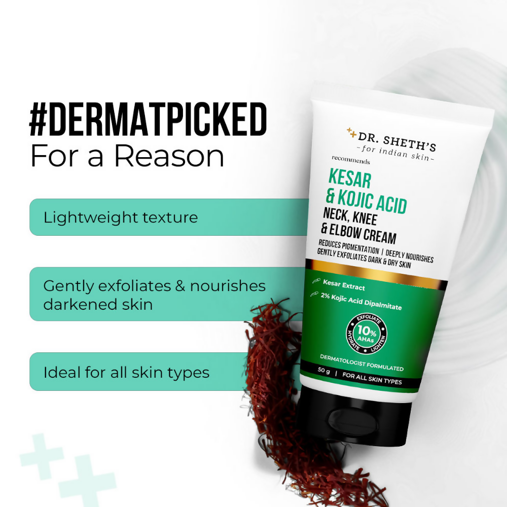 Dr. Sheth's Kesar & Kojic Acid Neck Knee & Elbow Cream | Grocsy