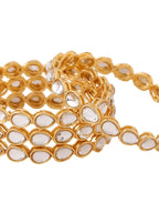 NVR Women's Set of 4 Gold-Polished Kundan Studded Traditional Bangles | Grocsy
