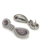 Purple and Silver Tone Stone Earrings - Ruby Raang | Grocsy
