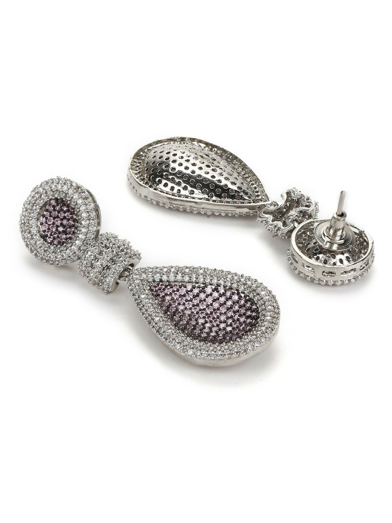 Purple and Silver Tone Stone Earrings - Ruby Raang | Grocsy