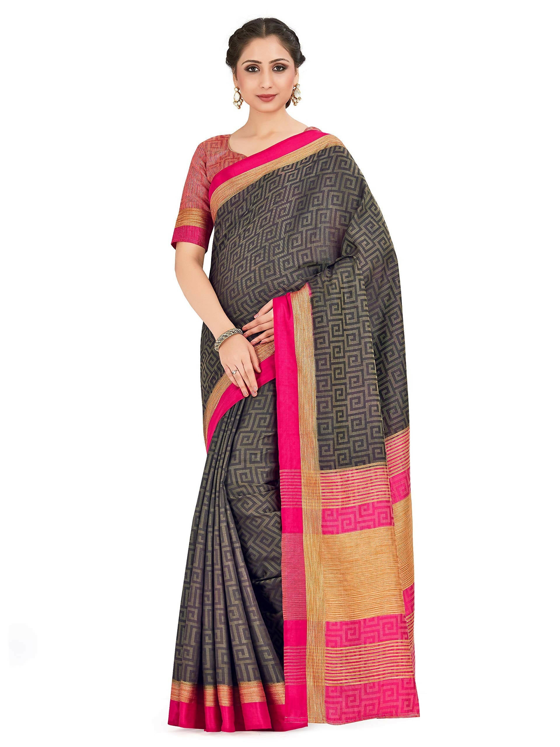 Mimosa Women's Banarasi Silk Black Saree | Grocsy