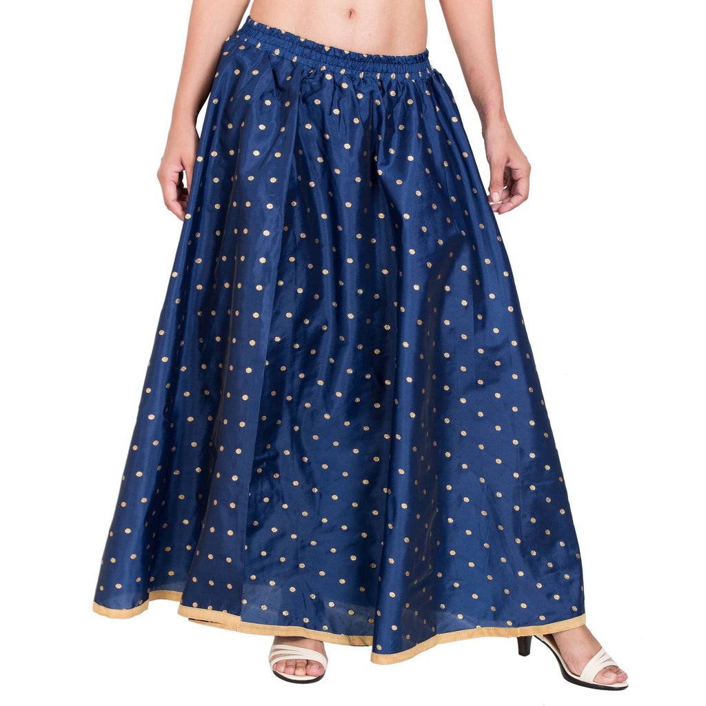 Indian Clothing Asmaani Navy Blue Color Golden Zari Work Maxi Skirt | Grocsy