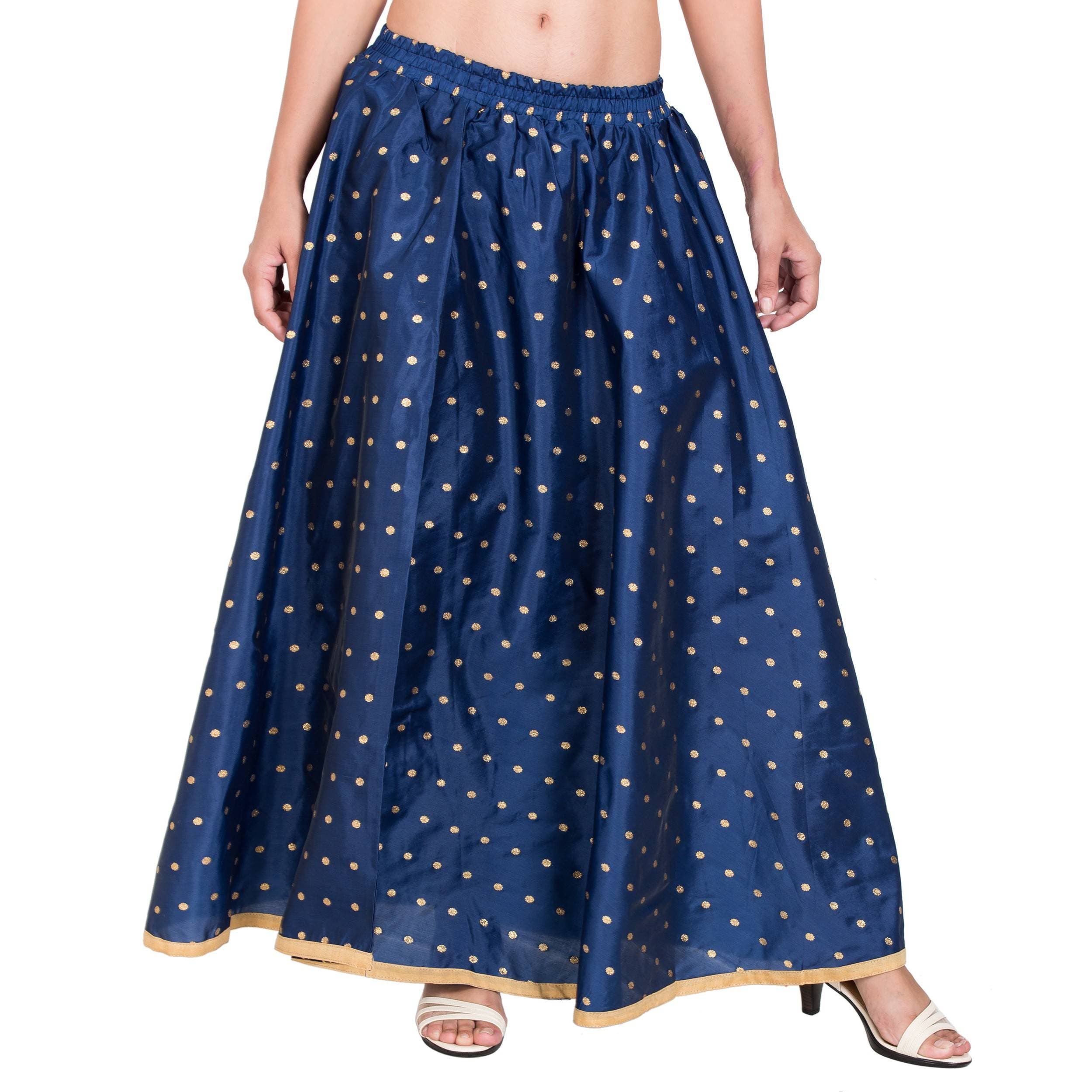 Indian Clothing Asmaani Navy Blue Color Golden Zari Work Maxi Skirt | Grocsy