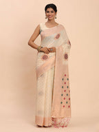 Shree Shyam Fashion Linen Cotton Off White Saree | Grocsy