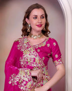 Teeya Creation Rani Color Zimichhu Silk Heavy Work Saree | Grocsy