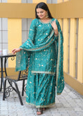 Teeya Creation Green Color Chinon Silk Heavy Embroidery Work Fully Stitched Salwar Suit | Grocsy