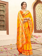 Shree Shyam Fashion Silk Blend Yellow Saree | Grocsy