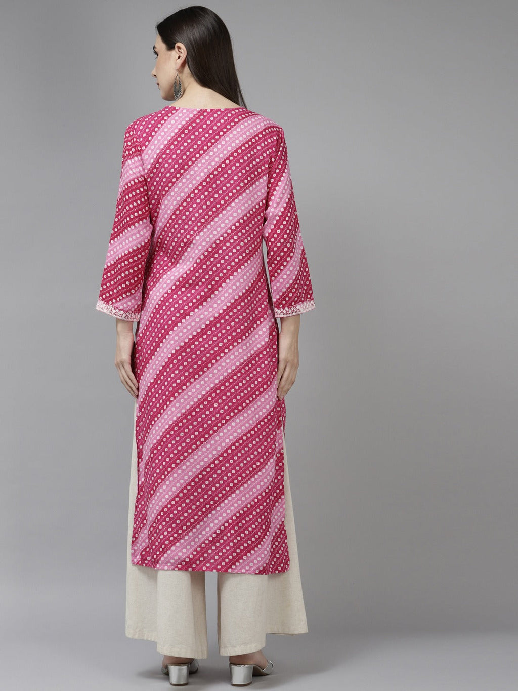 Yufta Pink Embroidered Kurta | Grocsy