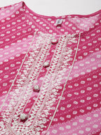 Yufta Pink Embroidered Kurta | Grocsy