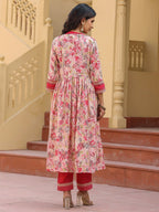 Yufta Pink Embroidered shrug Crop top co ord set | Grocsy