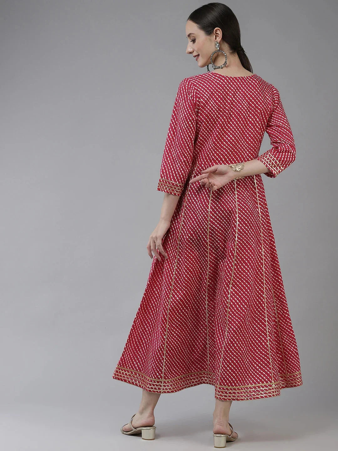 Yufta Pink Ethnic Motifs Maxi Dress | Grocsy