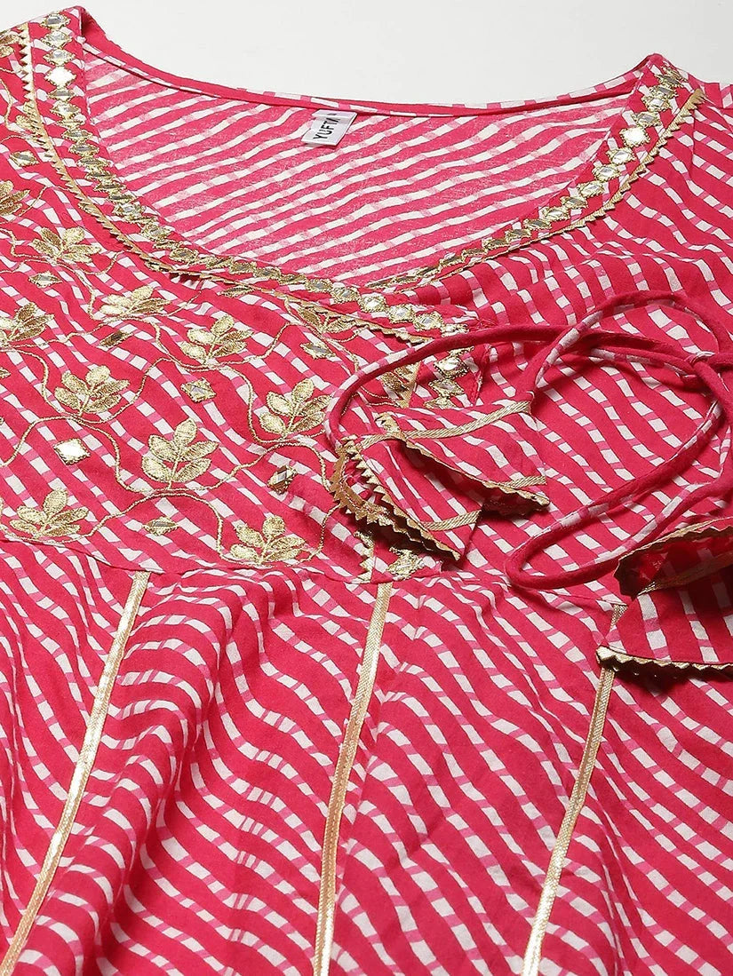 Yufta Pink Ethnic Motifs Maxi Dress | Grocsy