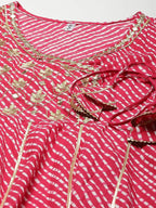 Yufta Pink Ethnic Motifs Maxi Dress | Grocsy