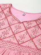 Yufta Pink & Maroon Ethnic Dress | Grocsy
