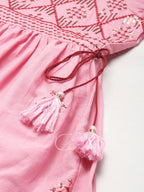 Yufta Pink & Maroon Ethnic Dress | Grocsy