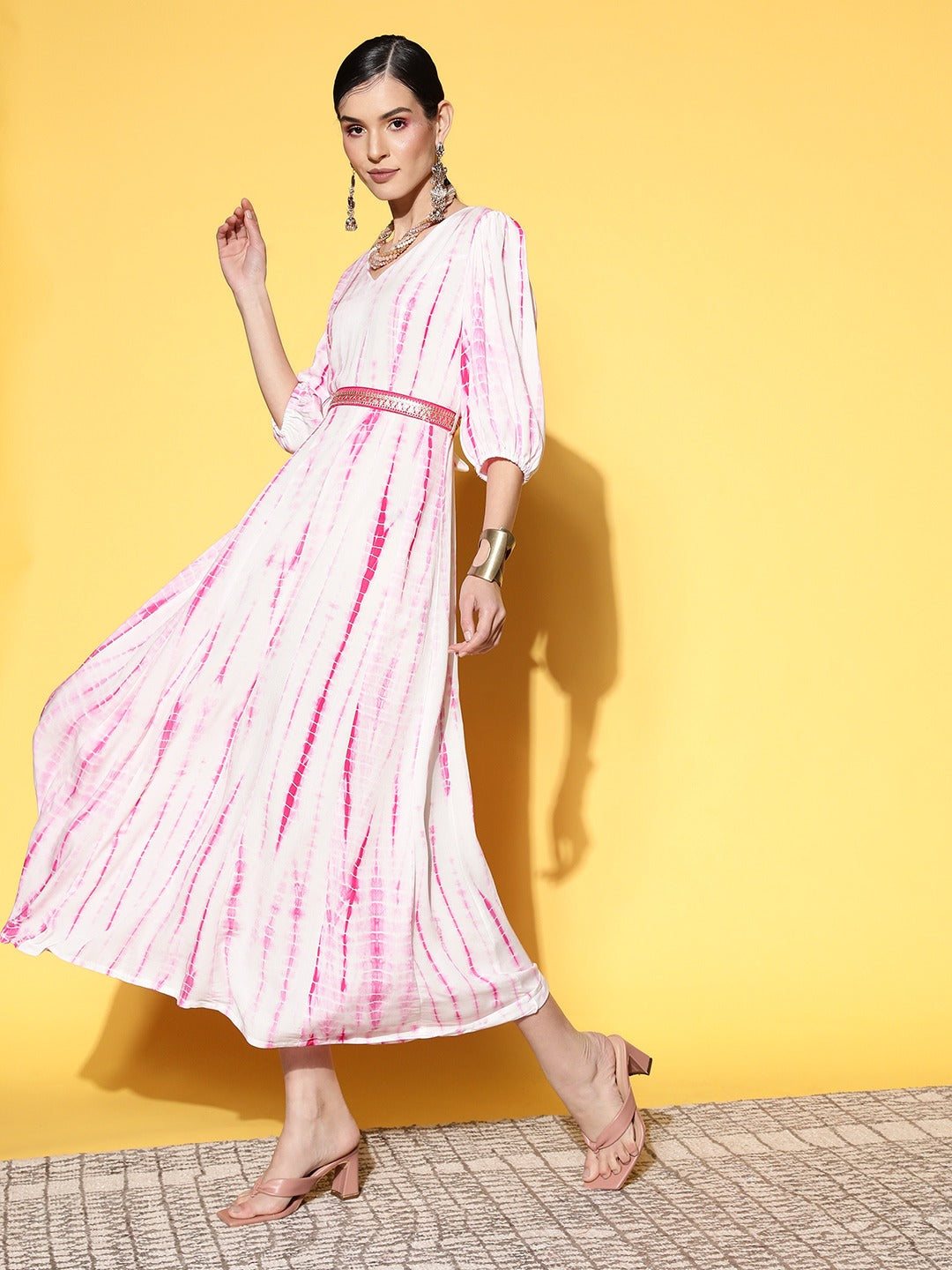 Yufta Pink Midi Dress | Grocsy