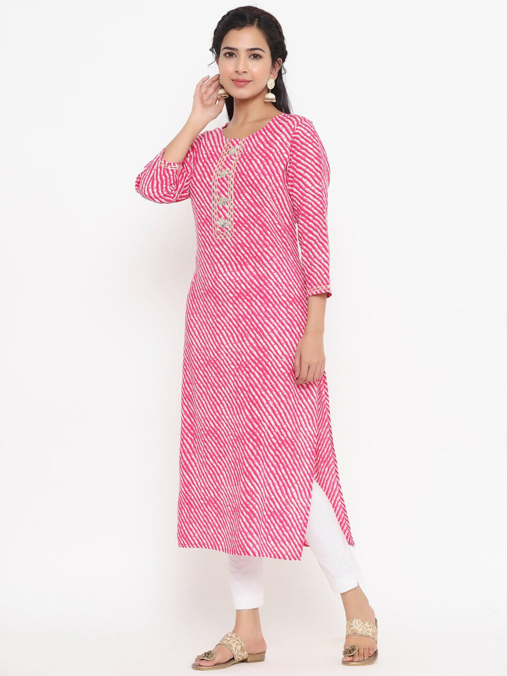 Yufta Pink Printed Kurta | Grocsy