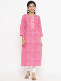 Yufta Pink Printed Kurta | Grocsy