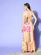 Yufta Pink & Yellow Ethnic Maxi Dress | Grocsy