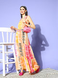 Yufta Pink & Yellow Ethnic Maxi Dress | Grocsy