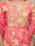 Yufta Pink Zari_Work Kurta Pant Dupatta Set | Grocsy