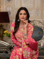 Yufta Pink Zari_Work Kurta Pant Dupatta Set | Grocsy