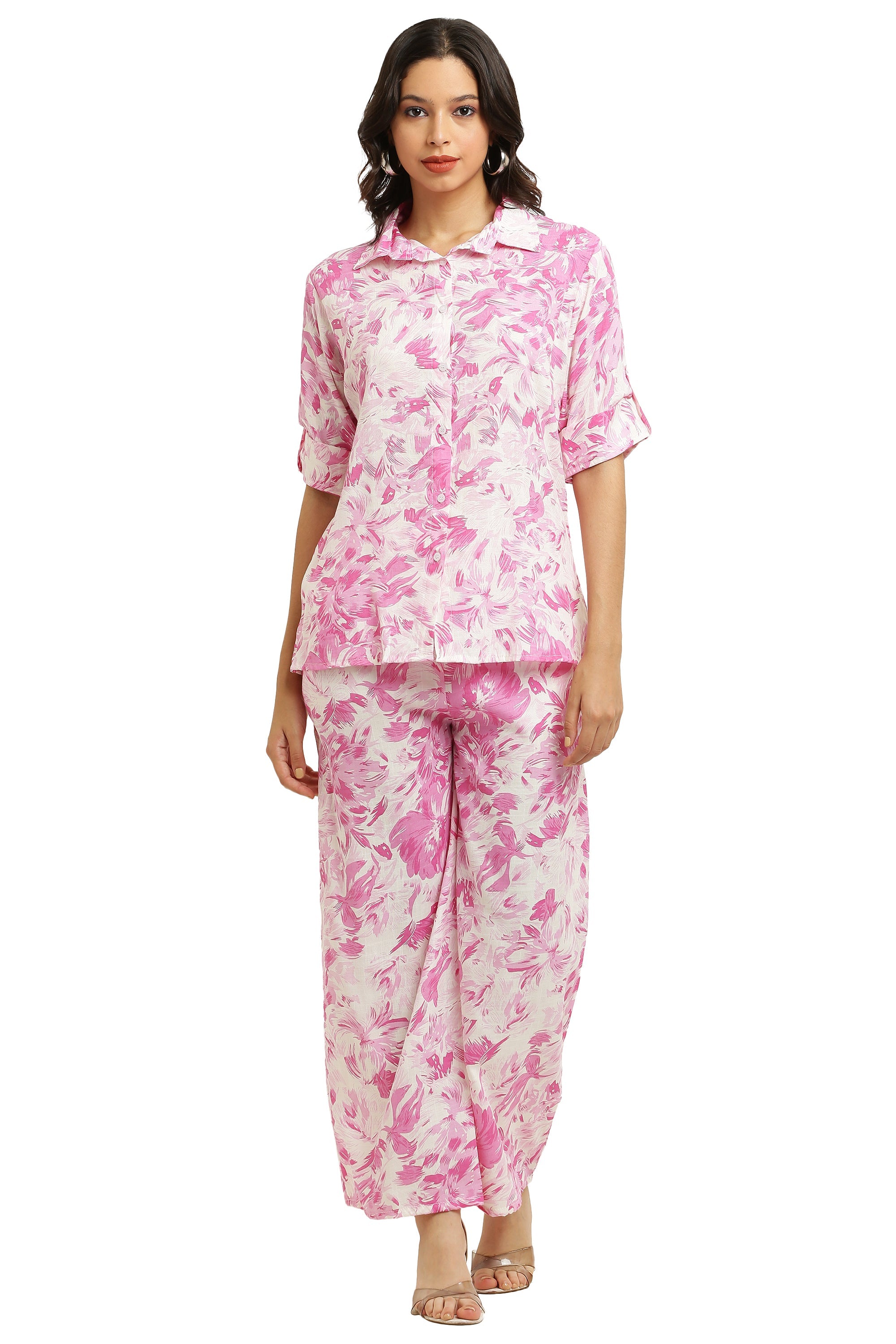 PAVONINE Pink Color Gobhi Printed Cord Set For Women | Grocsy