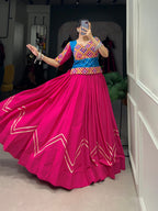 Lorenvalley Pink Pure Cotton Plain With Gota Patti Touch Up Lehenga Choli | Grocsy