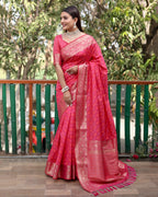 Lorenvalley Premium Bandhej Patola Silk Sarees with kanchi Borders and Contrast Zari Weaving borders Saree - Pink | Grocsy
