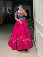 Lorenvalley Pink Pure Cotton Plain With Gota Patti Touch Up Lehenga Choli | Grocsy