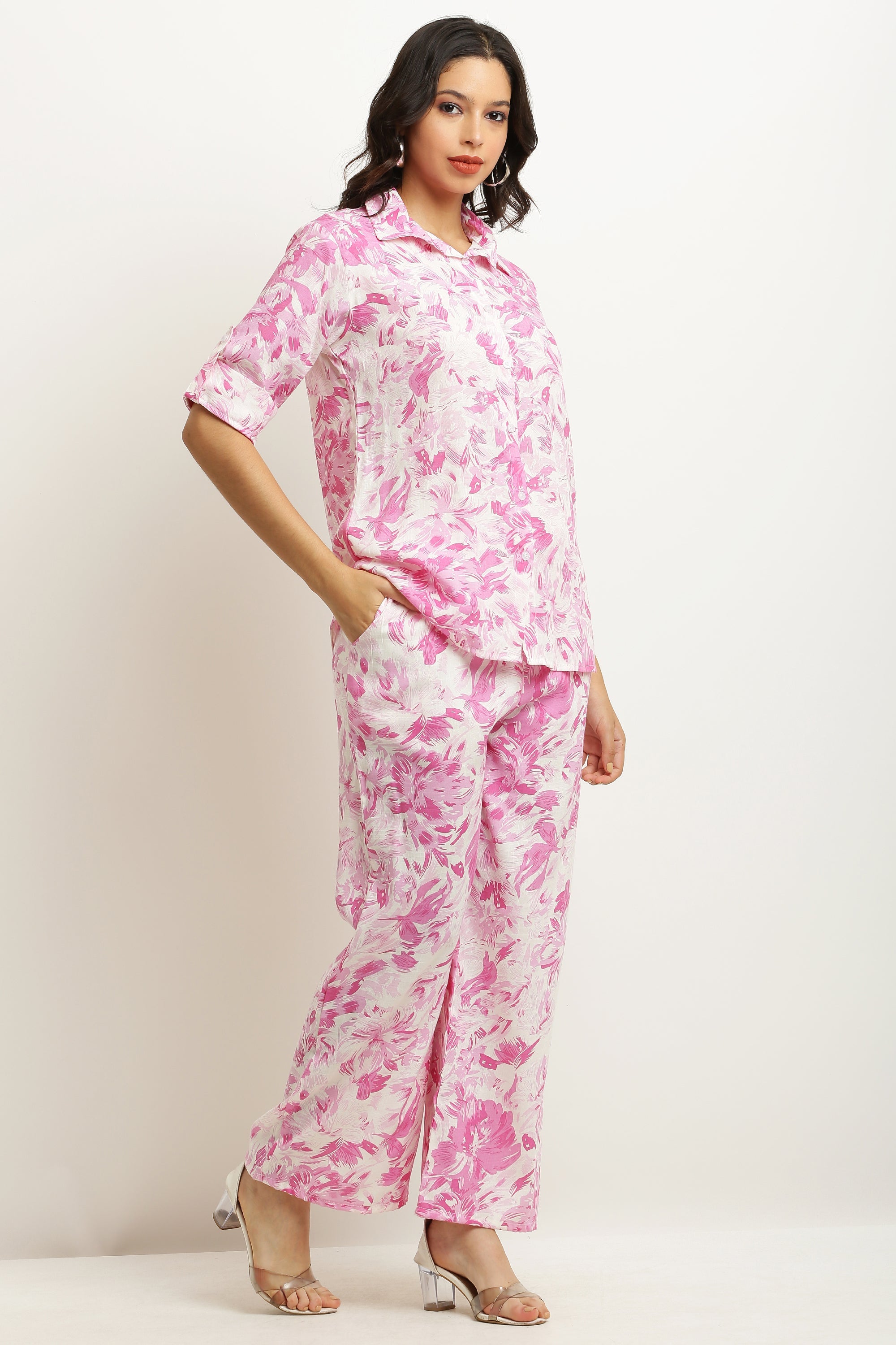 PAVONINE Pink Color Gobhi Printed Cord Set For Women | Grocsy