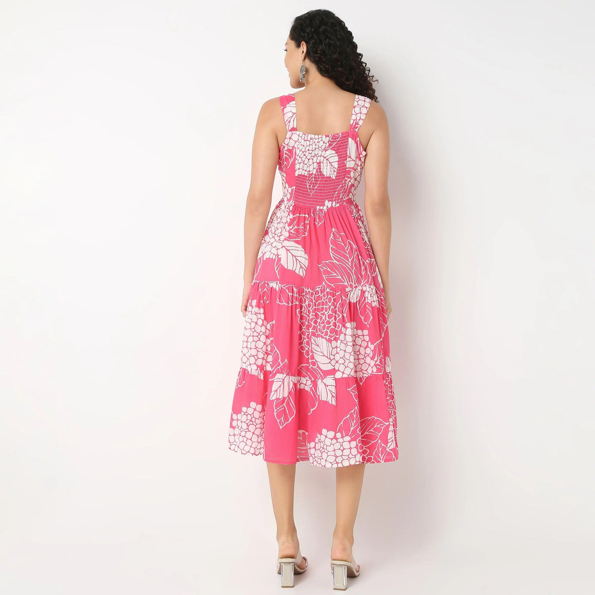 Pimu Square-Neck Maxi Dress with Graphic Print-Green | Grocsy