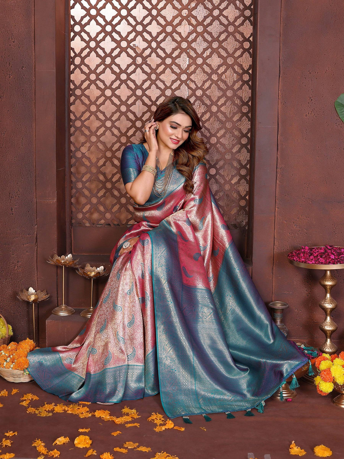 Anaita Banarasi Tissue Silk Saree | Grocsy