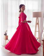 Lorenvalley Pink Faux Georgette Plain Micro Cotton Full Inner with Canvas Patta Double Lining Lehenga Choli | Grocsy