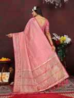 Lorenvalley Fashion Pink Soft Katan Silk Woven Design Zari Weaving Pallu Saree | Grocsy