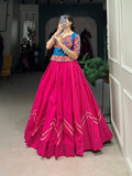 Lorenvalley Pink Pure Cotton Plain With Gota Patti Touch Up Lehenga Choli | Grocsy