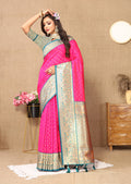 Lorenvalley Fashion Pink Soft Silk weaving Design Rich Zari Weaving Saree | Grocsy