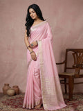 Anaita Pink Cotton Saree With Blouse | Grocsy