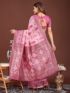 Anaita Pink Banarasi Silk Saree With Blouse | Grocsy